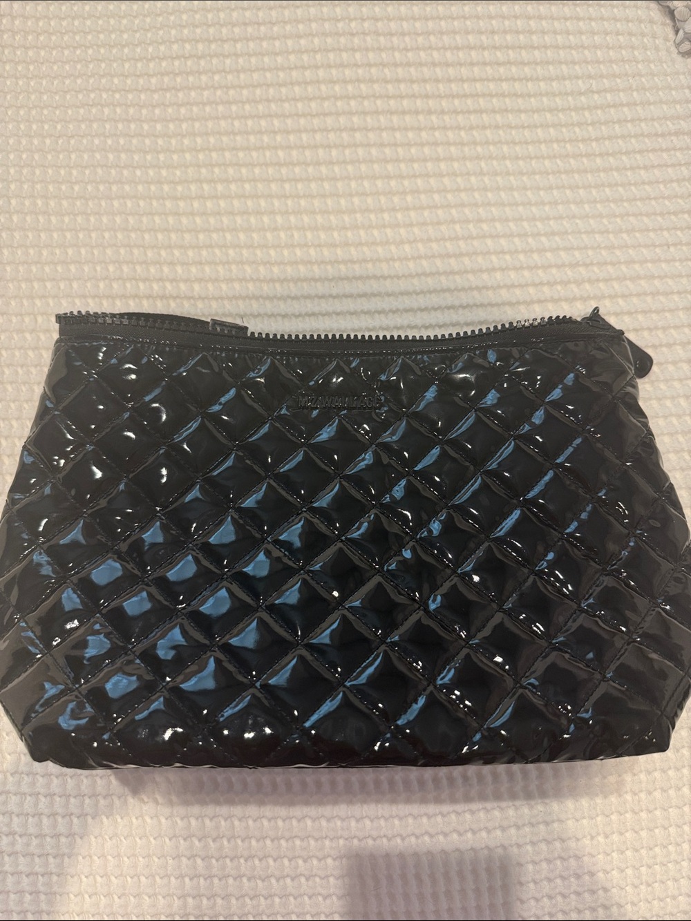 MZ Wallace Zoey Quilted Patent Cosmetic Pouch - Black Lacquer